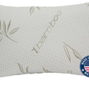 Green Leaf Collection - Shredded Memory Foam Pillows, Back & Side Sleepers, Adjustable with Zipper Green Viscose of Bamboo Cover, Soft Bed Pillow for Sleeping, Made in USA (18x27) White