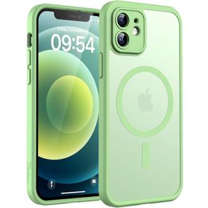 TOCOL Magnetic for iPhone 12 Case, Upgraded [Full Camera Protection] [Compatible with Magsafe] [15FT Military Grade Protection] Bumper for iPhone 12 6.1, Light Green