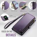 Defencase Compatible with Samsung Galaxy S23 Case Wallet with RFID Blocking Card Holder for Women Men, Soft PU Leather Magnetic Snap Flip Zipper Strap Wallet Phone Case Fit for Galaxy S23 6.1", Purple