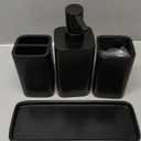ZCCZ Matte Black Bathroom Accessory Sets, 4 Pieces Bathroom Accessories Complete Set Vanity Countertop Accessory Set, Includes Lotion Dispenser Soap Pump, Tumbler, Toothbrush Holder and Tray