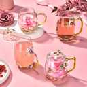Wisolt Birthday Gifts for Women Mothers Day Gifts for Her Mom Grandma Teacher Friend Anniversary Christmas Valentines Day Glass Coffee Mug with Spoon