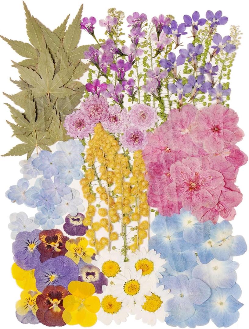 100 PCS Real Dried Pressed Flowers Leaves Natural Plant Herbarium for DIY Envelope Resin Mold Jewelry Making Craft (Pastel)