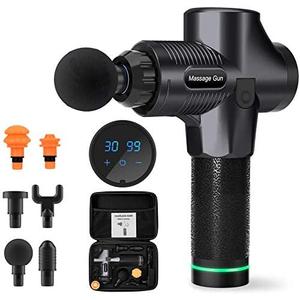 Massage Gun for Athletes- Handheld Deep Tissue Massager, Portable Muscle Massager, Percussion Massage Device, Muscle Recovery Pain Relief Shoulder Massage for Gym Office Home Post-Workout (Black)