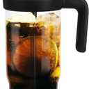 32 oz Glass Tumbler with Handle, Iced Coffee Cup with Bamboo Lid and Straws, Reusable Clear Glass Water Cup With Silicone Bumper - Fits in Car Cup Holder, Dishwasher Safe, BPA Free - Black