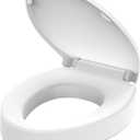 Huttdmel Raised Elongated Toilet Seat 18.5'' for Seniors Soft Close, Quick Release & Connect, Sturdy PP Material, Wont Loosen, Ideal for Elderly & Limited Mobility, White
