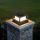 Solar Post Light Outdoor, 9.1" Modern Pillar Lamp Waterproof, Aluminum Column LED Lantern Fence Deck Cap Lights Dusk to Dawn, 3000K Landscape Lighting for Patio Driveway Pathway Garden Entrance, 9.1"L×9.1"W×6.5"H
