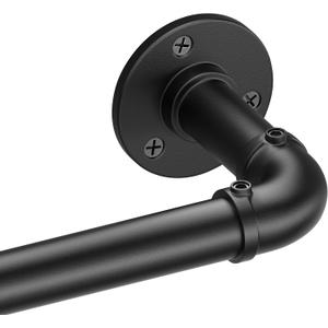 Black Industrial Curtain Rods for Windows 48 to 84, Outdoor Blackout Curtain Rod, Wrap Around Heavy Duty Curtains Rods,1 Inch Drapery Rod, Rustic Pipe Drapery Pole 48-84 Inch
