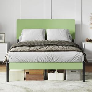 Novilla Full Size Bed Frame with Modern Wooden Headboard, Easy Assembly & Noise-Free, Under-Bed Storage, Sturdy Metal Platform for Bedroom & Guest Room, No Box Spring Needed