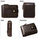 MING CLAN Leather RFID Blocking Bifold Wallet For Men With Zipper, Flap ID Window Zip Coin Pocket, Big Capacity Credit Card Holder For Travel