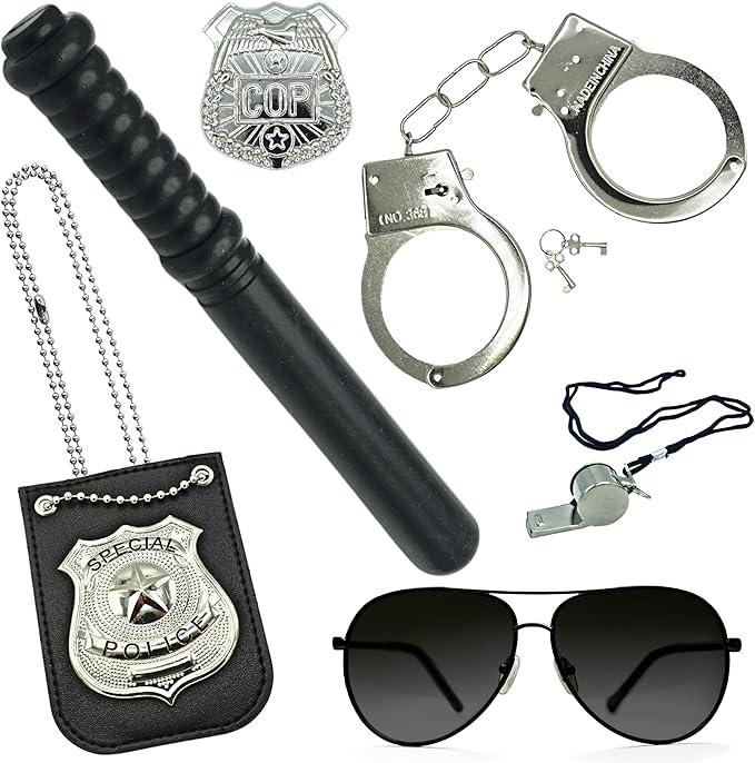 Police Accessories for Kids - Fake Police Gear Toy for Pretend Play, Police Officer Costume Accessories Boys & Girls Dress Up, Halloween Cop Costume by 4E's Novelty