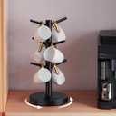 Coffee Mug Holder Tree, Upgraded 360 Rotated Cup Holder for Counter, Wood Mug Rack with 6 Hooks, Coffee Mug Organizer Station, Mug Stand Bar Accessories, Black
