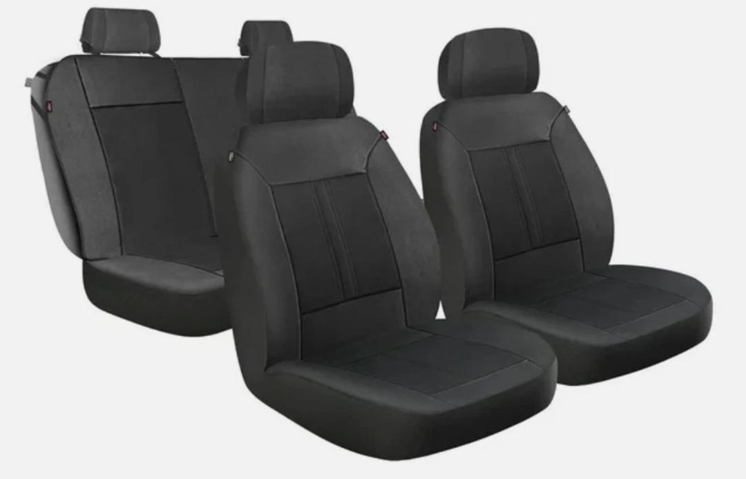 43645NWDI 3pc Seat Covers Padded Vegan Leather Peterson Front Rear Black