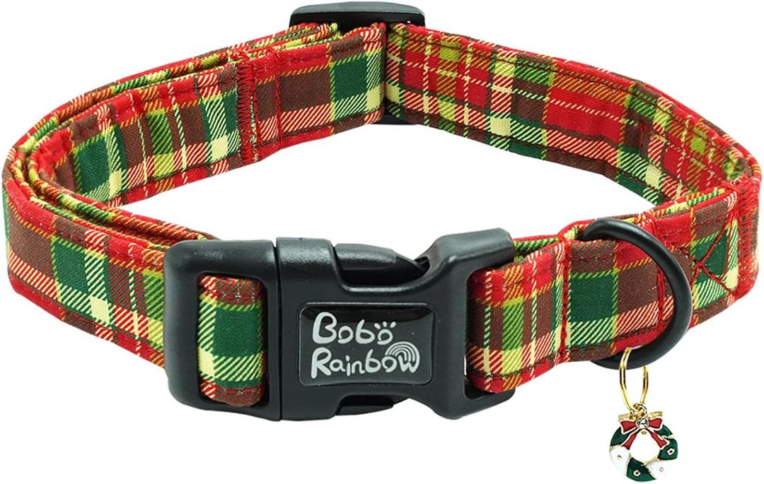 2 x Dog Collar - Red Plaid Print, Soft, Adjustable, Gift for Small Dogs (Small (Pack of 1))