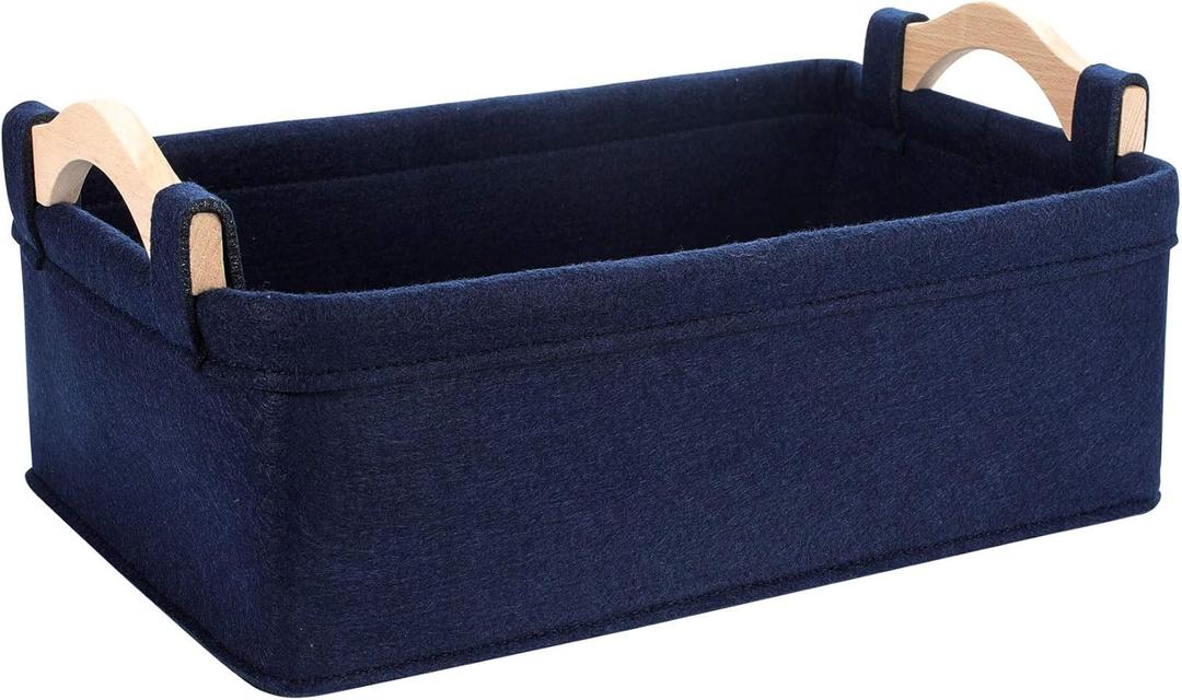 Small Storage Baskets Fabric Storage Bins Basket Soft Storage Baskets Decorative Bins Storage Basket for Cosmetics Makeups Coins Keys Mittens Hats Cards Storage Basket Navy Blue (11.4 x 7.1 x 3.9 Inch (Pack of 1))
