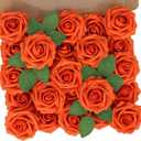 N&T NIETING Artificial Fall Flowers Fake Flowers Orange Roses Perfect for DIY Wedding Bridal Bouquets Centerpieces Bridal Shower Party Home Flower Arrangement Thanksgiving Decorations, 25Pcs