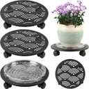 3 Packs 12" Large Metal Plant Caddy with Wheels Heavy-duty Plant Dolly Pot Mover Rollers Rolling Plant Stands Indoor Outdoor Wheeled Plant Holder Coaster Trolley, Black
