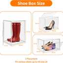 3 Pack Clear Acrylic Sneaker Shoe Display Case,Shoe Storage Boxes Stackable,Acrylic Boxes for Shoes Display with Lid,Boot Storage Organizer for Tall Boot,Purse Handbag Organizer for Closet