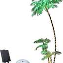 7FT Solar Lighted Palm Trees for Outside Patio Light Up 260 LED Artificial Fake Tree Lights for Pool Bar Tropical Party Deck Outdoor Decorations