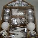 DomeStar 70PCS Christmas Ball Ornaments Set, Silver and White Shatterproof Xmas Tree Ball Ornaments Bulk for Xmas Holiday Party Decor