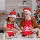 4Pcs Christmas Aprons for Women Men Waterproof Red Green Snowman Santa Elk Christmas Tree Cute Bulk Aprons Kitchen Cooking Baking Womens Apron Holiday Party Supplies