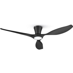 TALOYA Ceiling Fans with Lights,52 inch Modern Low Profile Ceiling Fan with Quiet Reversible DC Motor,Flush Mount,3CCT, Black Ceiling Fan for Bedroom Living Room Kitchen and Patio