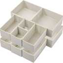 Stero 12 Pack Drawer Organizers for Clothing, Dresser Drawer Organizer Clothes, Fabric Foldable Closet Organizers and Storage Basket Bins for Clothes, Underwear, Bras, Socks (Light Grey)