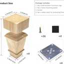 6 Inch Wooden Furniture Legs with Mounting Plates Screws Set of 4 Solid Wood Unfinished European Style Replacement Furniture Feet for Couch Cabinet Sofa Ottoman TV Stand Home DIY Projects (6 inch)