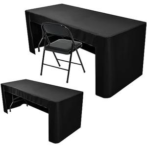 Nasitos 2 Pack Black Tablecloth 6 Foot-Open Back Fitted Tablecloth Rectangle Table, Washable Fabric Trade Show Table Cover for Craft Show, Display, Parties, Wedding, Events
