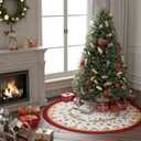 XCHI Red Gingerbread Man Snowman Christmas Tree Skirt Christmas Party Decorations for Home Xmas Holiday Winter Indoor Decro 48 Inch