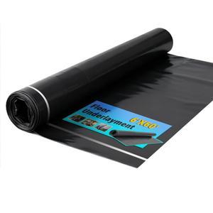 6 Mil 360 sq. ft. Black Moisture Barricade Underlayment Polyethylene Film Roll for Vinyl, Laminate SPC, Engineered Wood Floors with Adhesive Strip