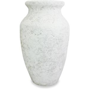 Roro Handmade 7.5 Inch Rustic Farmhouse White Textured Ceramic Prunus Vase Classic Decorative Flower Vase for Home, Office, or Shelf Centerpiece