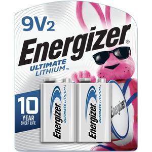 Energizer Ultimate Lithium 9V Batteries (2 Pack), Lithium 9 Volt Batteries