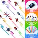 Roshtia 24 Pack Hockey Straws, Reusable Curly Drinking Straws with Ice Hockey Decorations, Daily Drink Straw for Birthday Party Supplies, Team Gifts, Class Reunion, Sports Party Favors