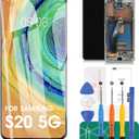 [Long Slot] OLED for Samsung S20 5g Screen Replacement for Galaxy S20 5g LCD Digitizer Repair Kits G981F G981U G981B Touch Screen Display Assembly Replacement Silver with Frame (with Fingerprint)