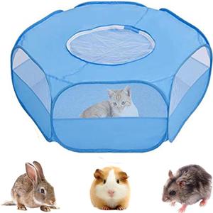 Small Animal Cage, Pet Playpen, Play Tent, Indoor/Outdoor Bedding Fence, Portable Pen for Hamster, Guinea Pig,Bunny, Puppy, Ferret, Rat, Cat, Chinchilla, Bearded Dragon, Hedgehog (Cover-Blue)