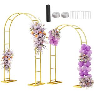 Wedding Arch Backdrop Stand Set of 2 (7.2FT, 6FT),Gold Metal Arch Backdrop Stand,Metal Pergola Arbor with Base,Balloon Arch Stand for Wedding Ceremony Baby Shower Outdoor Indoor Birthday Party Decor