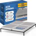 Greaton, Box Spring Bed Base King Size, 2-Inch Wood Mattress Foundation - Amish Made in USA Quiet Noise Free, 4-Pieces Under Mattress-Support BoxSpring, Fully Assembled, White