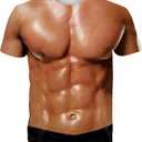 Goodstoworld Unisex 3D Fake Abs T Shirts Shredded Chest Printed Short Sleeve Costume Novelty Tees Shirt (L)