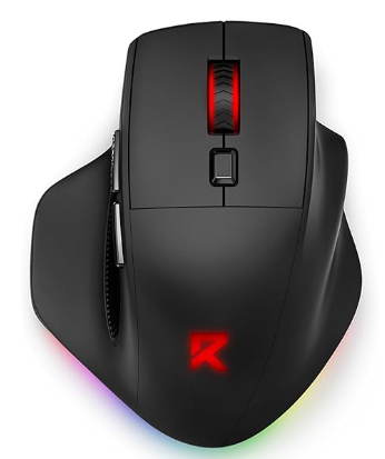 Redragon Large Wireless Gaming Mouse for Big Hands, TriModes 2.4G/Bluetooth/Wired Rechargeable Ergo RGB Mouse with 2 Side Buttons, 6 Backlit Modes, Programmable Macro Gamer Mouse