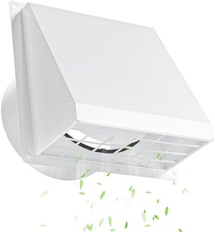 Hon&Guan Dryer Vent Cover Outside with Removable Mesh, Wall Mount Extractor Vent with Rubber Cushioned Non-Return Flap, High Quality Iron Outside Dryer Vent Cover for House (White, 6 Inch) Hon&Guan Dryer Vent Cover Outside with Removable Mesh, Wall Mount Extractor Vent with Rubber Cushioned Non-Return Flap, High Quality Iron Outside Dryer Vent Cover for House (White, 6 Inch)