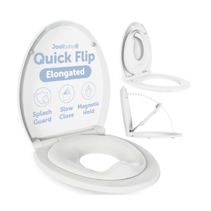 Jool Baby Quick Flip Toilet Seat with Built-in Potty & Splash Guard for Toddler Training, Slow Close (Elongated)