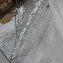 DWVO 46'' Glass Top Makeup Vanity with 10 Drawers, Vanity Desk Set with Large LED Mirror, Built-in Charging Station & Cushioned Storage Chair, Dressing Table with 3-Color Light Modes, Cream White