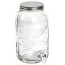 Mason Craft & More Drinkware Collection- Durable Glass Leak Proof Beverage Glassware, 8 Liter Mason Drink Dispenser With Metal Lid