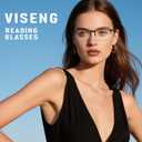 Viseng Progressive Multifocus Reading Glasses - TR90 Temples Blue Light Blocking & Anti UV, Half Frame Multifocal Eyeglasses (Black &Black)