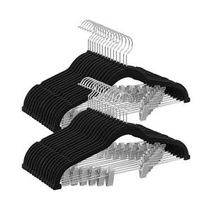 Pants Hangers, Velvet Trousers Hangers with Adjustable Clips, Heavy-Duty, Non-Slip, Space-Saving for Pants, Skirts, Coats, Dresses, Tank Tops, Black, 18PCS