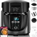 Nuwave Duet Electric Pressure Cooker & Air Fryer Combo, 450 IN 1 Slow Cooker & Grill with Integrated Digital Temp Probe, 6qt SS Pot, Adjustable High/Low Pressure, Built-in Sure-Lock Safety Tech (Black and Gray)