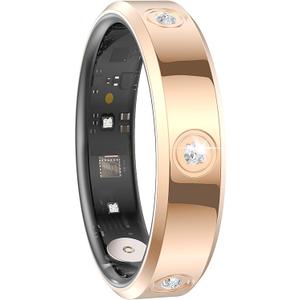 Smart Ring Ultra Narrow Heart Rate Monitor Diamond Comfortable Sleep Ring Health Fitness Tracker Pedometer Step Counter Calories Waterproof Ladies Smart Rings for Women Men Anillo Inteligente (#9, Rose Gold)