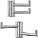 Suyar Brushed Nickel Double Towel Hook, SUS304 Stainless Steel Swivel Wall Hook with 2 Arms, Foldable Robe Coat Hanger for Bathroom, 2 Pack