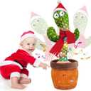 Emoin Christmas Dancing Cactus Toy, Talking Cactus Baby Toys for Baby Christmas Toy Gift Singing Repeats What You Say Baby Interactive Plush