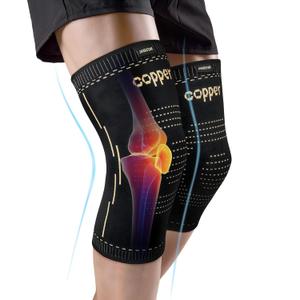 Copper Knee Braces for Men & Women  Knee Compression Sleeves for Pain Relief, Arthritis, Sports and Recovery (Large, Black & Gold)